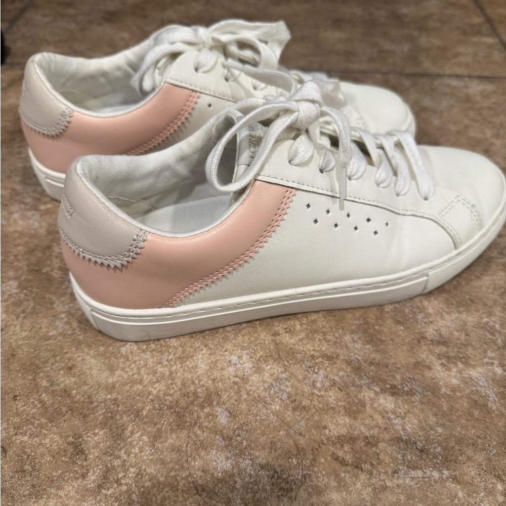 Women's J Crew White and Pink Sneakers